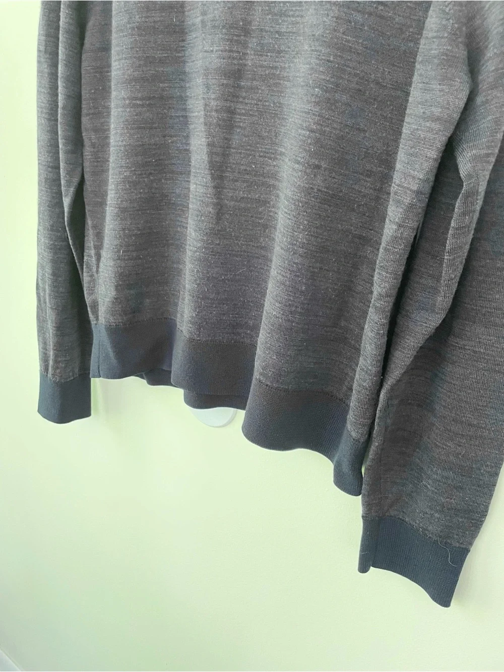 Brooks Brothers 100% Merino Wool Crew Neck Sweater Heathered Navy Blue L Large